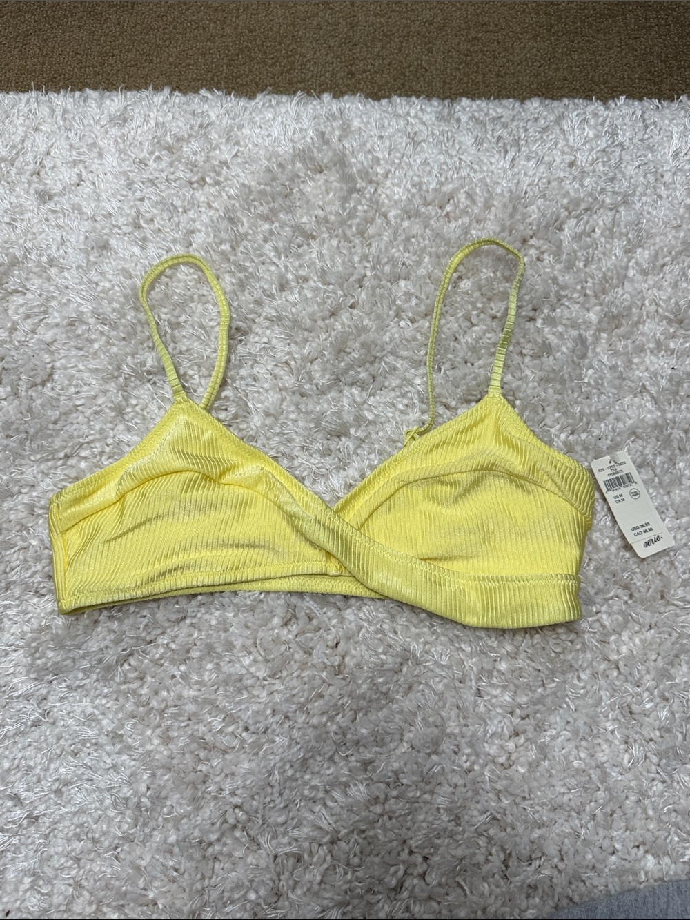 aerie Yellow Ribbed Bikini Top